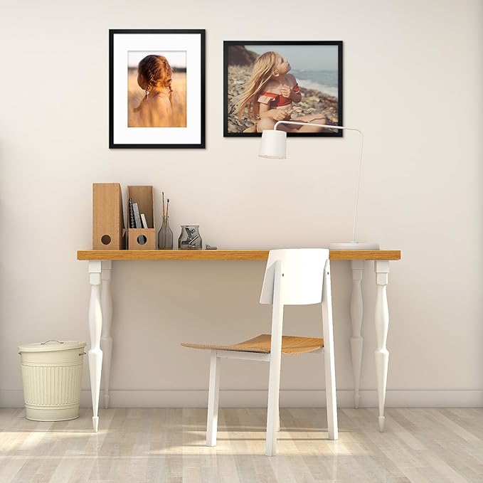 Golden State Art, Simple and Stylish Picture Frame with Mat & Real Glass Vertical Horizontal Display (16x20, Black)