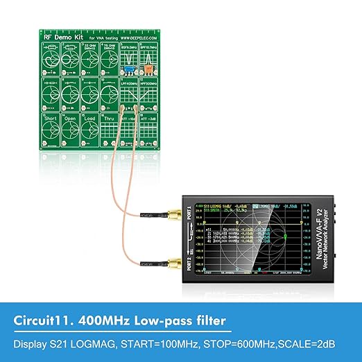 AURSINC Upgraded NanoVNA-F V2 Vector Network Analyzer 50kHz-3GHz with RF Demo Tester Board, 4.3inch with 5000mAh, Measuring S-Parameters VoltagSWR, Phase, Delay, Smith Chart, RTC Realtime