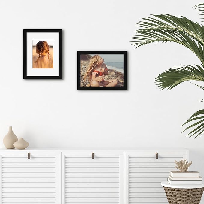 Golden State Art, 9x12 Picture Frame with Mat for 6x8 - High Definition Glass Wall Mounting Horizontal Vertical Display (Black, 1 Pack)