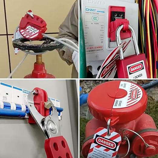 SAFBY 2-in-1 Lockout Tagout (Loto) Kits–Complete OSHA Safety Group Lock Out Hasps, Tag Out Clamp-On Circuit Breaker Lockout for Universal Multi- Pole Breaker Electrical Kits Station (2 Kits in 1)
