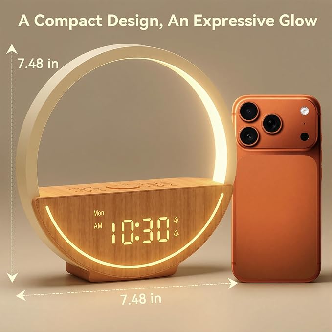 Vivilumens Wake Up Light Sunrise Alarm Clock - White Noise Sound Machine with 10 Natural Sounds & 10 Pink Noises, Dual Alarms Weekdays & Weekends, Sleep Aid, Touch Control Night Light, Ideal for Gifts