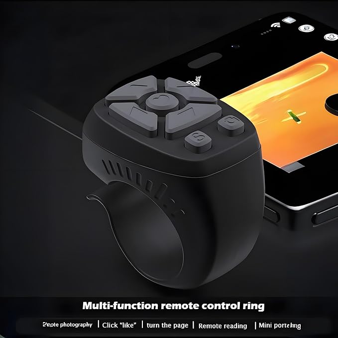 Rechargeable Fingertip Wireless Bluetooth Remote Control Scrolling Ring, RC Page Turner Music Video Camera Style B Pink