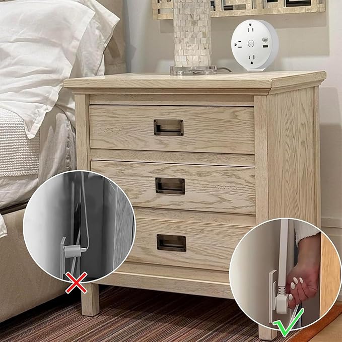 Electrical Outlet Extender,Power Socket Expander Features USB-A, USB-C, and 3 AC Electrical Outlet Extender, 180° Rotating & Extendable for Hard-to-Reach Outlets Behind Couch,Bed,Nightstand,Desk