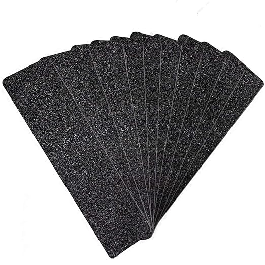 6 x 24 Inch Black 80 Grit Slip Resistant Safety Treads - Premium 10 Pre-Cut Outdoor Safety Tape - Rounded Corners