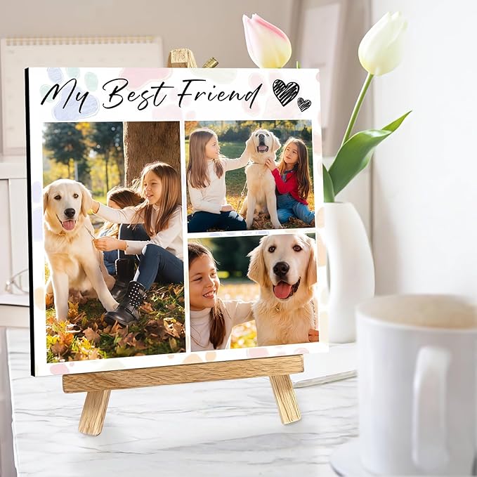 Custom Photo Frame with Stand, Personalized Picture Display, MDF and Wood Construction, Desktop Decor, Multiple Designs, Customizable Gift for Family and Friends