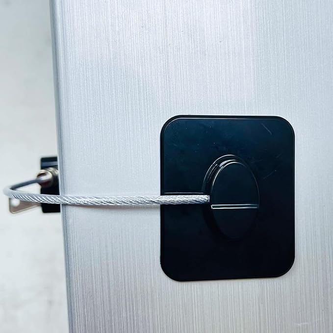 Refrigerator Lock (2 Pack), Fridge Locks with 2 Keys, Child Safety Lock, Baby Proof Cabinet and Drawer Locks, Freezer Latch for Double Door, French Door (Upgraded Black)