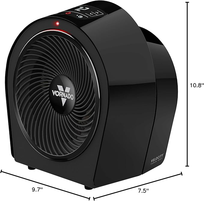 Vornado Velocity 3R Whole Room Space Heater with Timer, Adjustable Thermostat, and Advanced Safety Features, Black