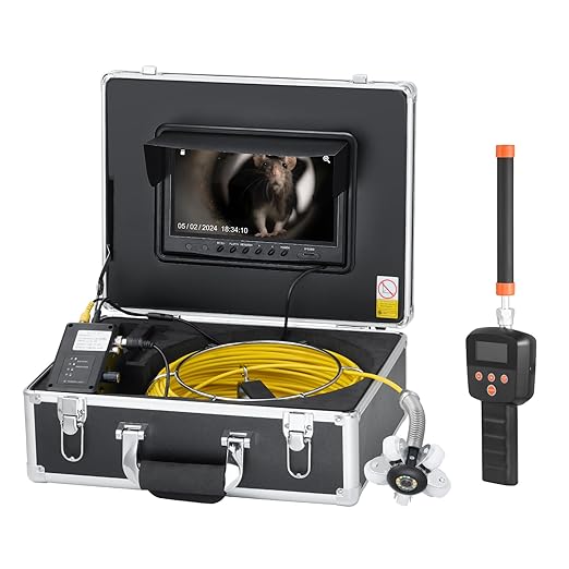VEVOR Sewer Camera with 512Hz Locator, 98 ft/30 m, 9" Drain Inspection Camera with Self-Leveling, 36X Zoom, Plumbing Camera with Lights-12 LED, 32GB Card, IP68 Waterproof Snake Camera for Duct Pipe