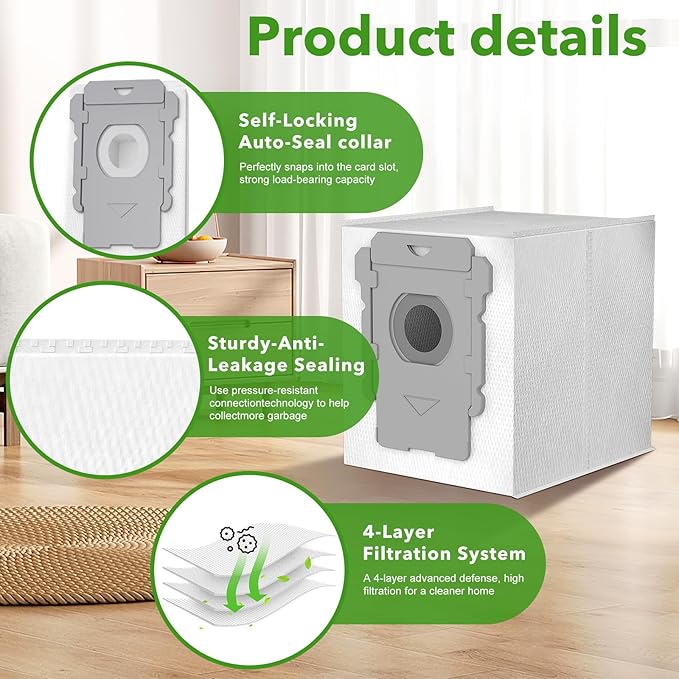 20 Pack Vacuum Bags for iRobot Roomba i7 i7+ i8 i8+ i3 i3+ i4 i4+ i6 i6+ j7 j7+ s9 s9+, s9plus, I & S & J Series Clean Base Automatic Dirt Disposal Bags