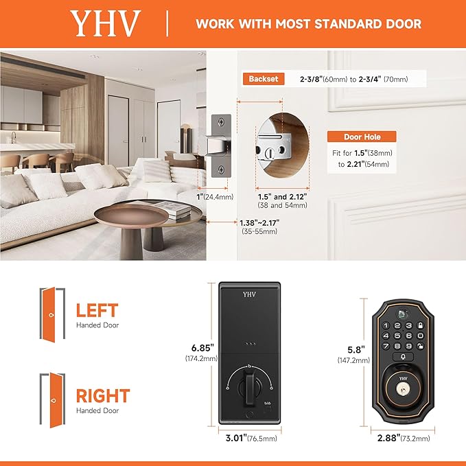 Keyless Entry Door Lock with Camera Fingerprint Smart Door Lock with App Remote Control, Wi-Fi Connected Electronic Keypad Code Deadbolt Auto Unlock for Front Door