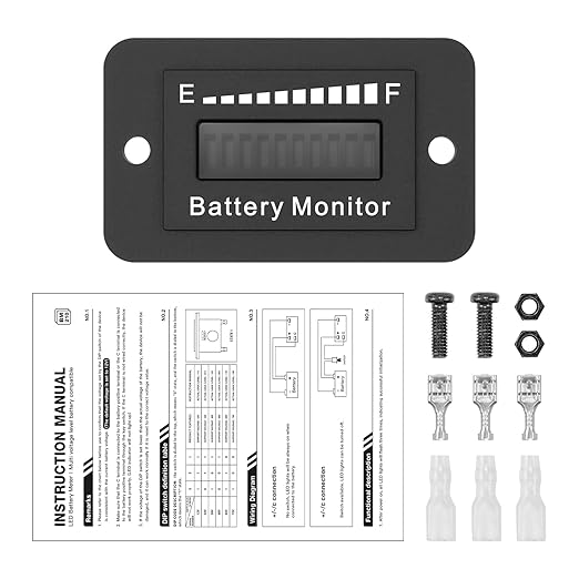 12V 24V 36V 48V 60V 72V Golf Club Cart Battery Monitor Meter for Yamaha EZGO Motorcycle LED Battery Capacity Indicator Meter Waterproof Lead-Acid or Lithium ion Battery Level Indicator Monitor Gauge