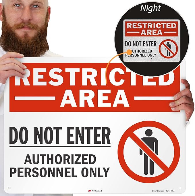 SmartSign 18" x 24" 'Restricted Area Do Not Enter, Authorized Personnel Only' Metal Sign with Symbol, 80 mil Aluminum, 3M Laminated Engineer Grade Reflective, Red, White and Black, USA-Made