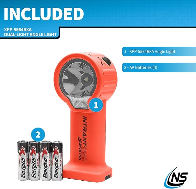Nightstick XPP-5564 Intrant® Duo Intrinsically Safe Turbo Dual-Light Angle Light - 4 AA