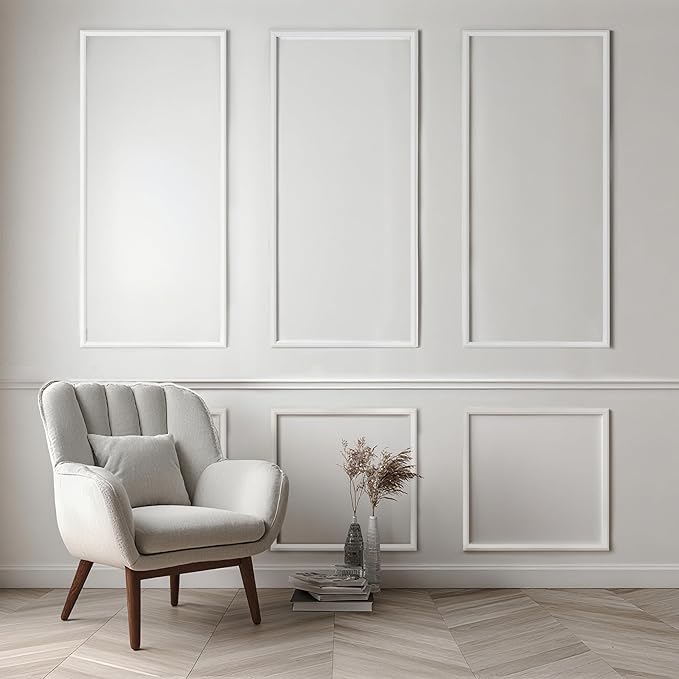 Peel and Stick Wainscoting Panels Kit, Premade Wall Molding Peel and Stick Panels for Interior Wall Trim, Easy DIY Wainscoting Panels Peel and Stick Decor