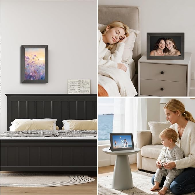 10.1 Inch Smart Digital Picture Frame with Wi-Fi 6, 32GB Storage, IPS Touch Screen, Auto-Rotation, Music Sync, Weather & Clock - Ideal Gift for Families