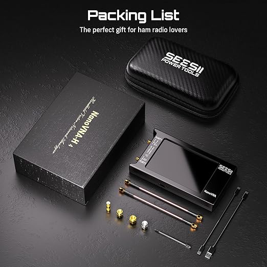 SEESII NanoVNA-H4 Vector Network Analyzer V4.4 9KHz-1.5GHz with 4" Touch Screen and EVA Hard Shell Protective Storage Case for Antenna Analyzer, Waterproof Shockproof with Carry Strap