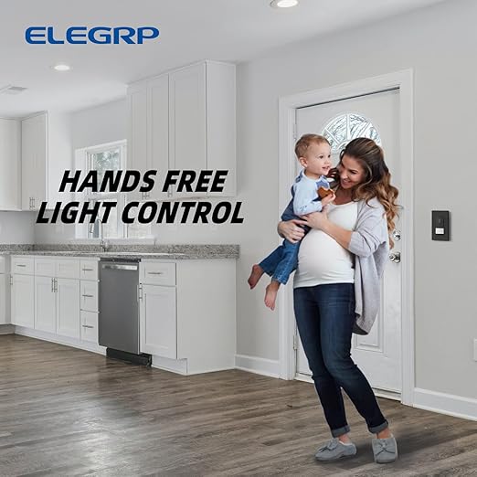 ELEGRP Matte Black Single Pole Occupancy Motion Sensor Light Switch, Need Neutral Wire, 120° Sensor Coverage PIR Infrared Motion Activated, for CFL/LED/MLV/INC/HAL/Fan, UL,2 Pack