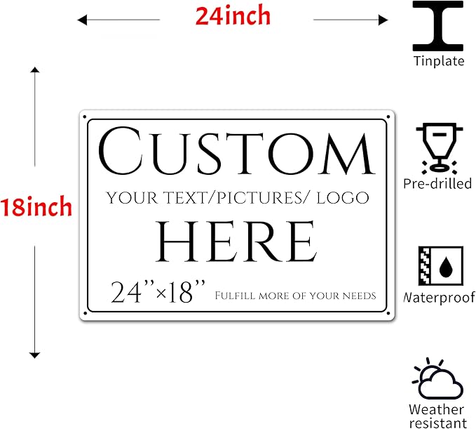 Custom Sign, personalized metal sign,Aluminum Weatherproof Metal Sign Large Sizes, Reflective,Customize for Office, Business, Workplace, office, Home, Delivery Signs(24 * 18 Inch)