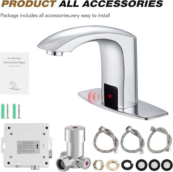 Gangang Commercial Touchless Bathroom Sink Faucet Cold and Hot Water Automatic Motion Sensor Basin Tap Mixer with Mixing Valve and Cover Plate (FBA 2)