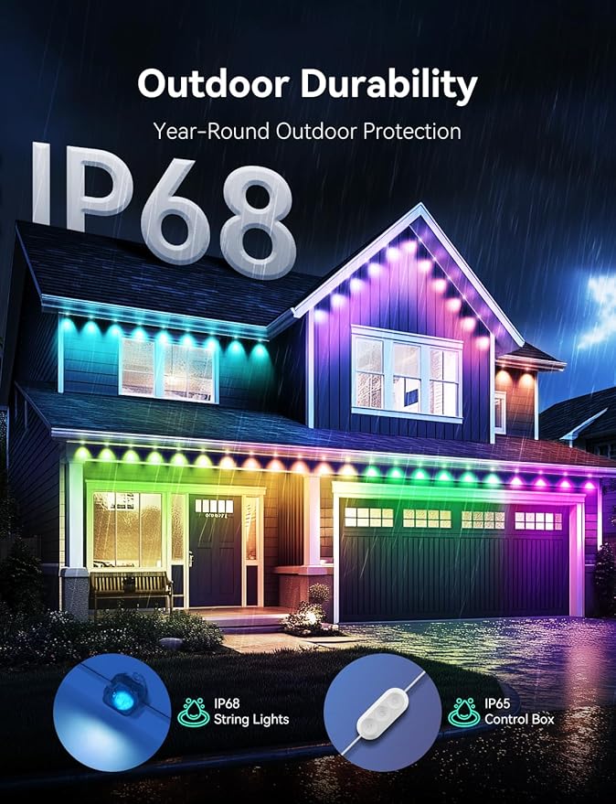 Permanent Outdoor Lights -Smart Eave Lights for House150ft with 108 LED,RGB+IC IP67 Waterproof Eternity Lighting for Daily Decor, Work with Remote, APP, Alexa, Google Assistant