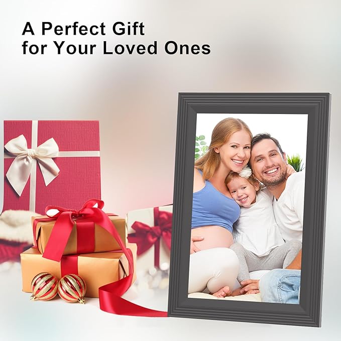 Digital Picture Frame 10.1 Inch WiFi Photo Frame Electronic, IPS Touch Screen, 16GB Storage, Auto-Rotate,Easy Setup and Share Photos and Videos via App from Anywhere