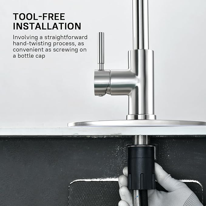 WEWE Kitchen Faucet with Pull Down Sprayer, Brushed Nickel Kitchen Sink Faucet Fits 1 or 3-Hole Kitchen Sinks, Single Handle Premium Stainless Steel, Suitable for RV, Farmhouse, Bar (Set of 2)