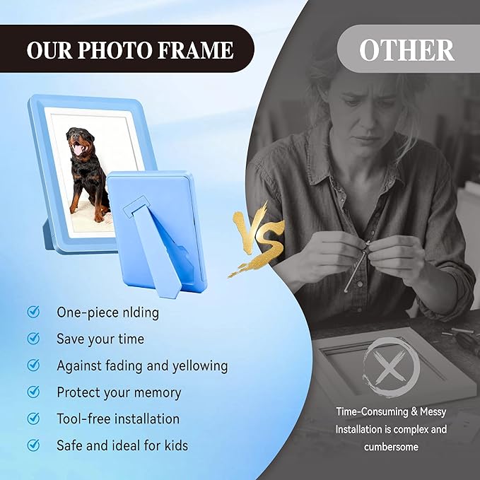 Blue 5x7 Picture Frame with Acrylic Front 6 Pack, ABS Frame for 5x7 or 4x10 Photos, Shatterproof UV-Resistant Tabletop Photo Frame, Vertical/Horizontal Display for Home Décor