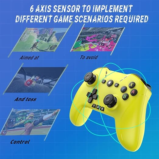 Bluetooth Controller for Switch/Mac/PC/Steam/Mobile Phone/iOS/Android//TV/iPad/Table/Apple Arcade MFi Games, switch pro controller wireless with Adjustable Dual Motion,Turbo,Macros,6-Axis,Wake Up for Black Myth: Wukong (Black) (Purple) (Yellow)
