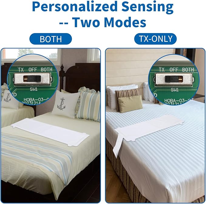 Briidea Wireless Bed Alarm for Elderly Adults, Fall Prevention Monitor, Bed Sensor Pad & Pager with Pre-Alarm Function, Give Early Warning, Two Modes Personalized Sensing