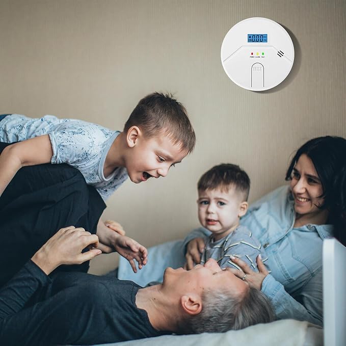 2Packs, Smoke and Carbon Monoxide Detector, LCD Digital Display, 2 in 1 Technology, Easy to Use, 85db Alarm, for Home and Kitchen