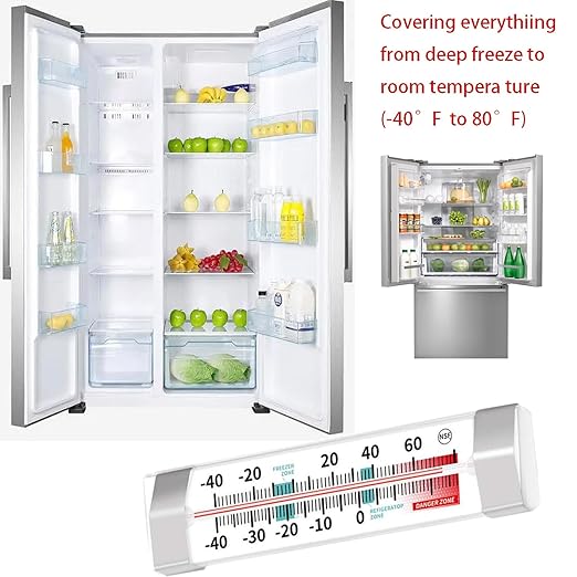 Refrigerator and Freezer Thermometer - NeilBee 3 Pack Fridge Thermometer with Stainless Steel Clip, Waterproof Analog, Large Dial, Accurate, Easy to Read for Kitchen, Restaurant, Cooler, Lab
