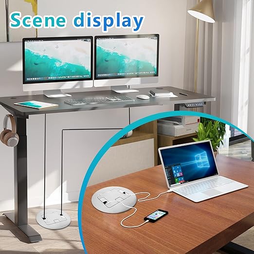 KYHSHJ Recessed Circular Floor Socket Kit with 2 * 20A Receptacle,4.8A*2 USB-A Ports ,Corrosive Resistant Hardware,Silver