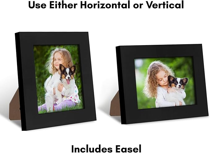 Americanflat 4x5 Picture Frame with Shatter-Resistant Glass - Signature Collection - Gallery-Style Frames Made of Engineered Wood - Photo Frame for Tabletop and Wall Display - Black