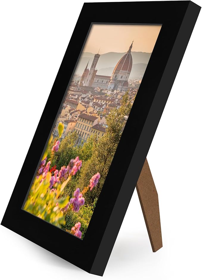 Americanflat 5.5x8.5 Picture Frame with Shatter-Resistant Glass - Signature Collection - Gallery-Style Frames Made of Engineered Wood - Photo Frame for Tabletop and Wall Display - Black