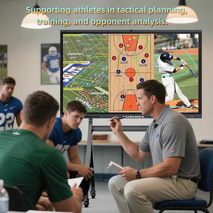 75" Smart Board Google EDLA-Certified 4K Interactive Whiteboard SmartBoard for Classroom & Office Business, Android 14 Touchscreen with 13MP AI Camera 8G RAM+64G ROM, 40-Points, Wall Mount Included
