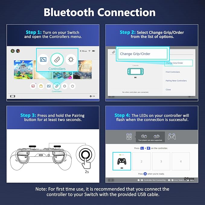 NexiGo Hall Effect Wireless Controller (No Deadzone) for Switch 2 and Switch, Controllers for Nintendo Switch, Bluetooth Switch Controller, Turbo and LED Light (Lightstorm)
