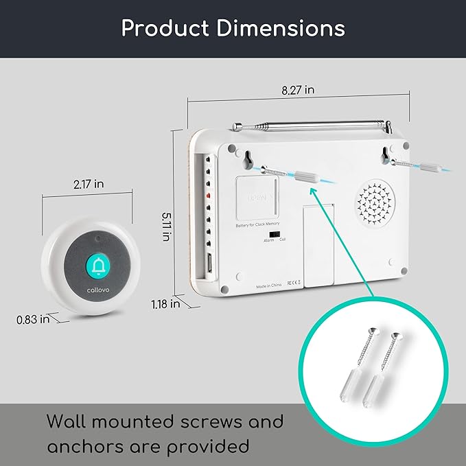Wireless Call Light System with Call Buttons for Elderly at Home Bell for Clinic, Seniors, Assisted Living, Emergency, Wellness Center, Hospital Restaurant, Maple Wood