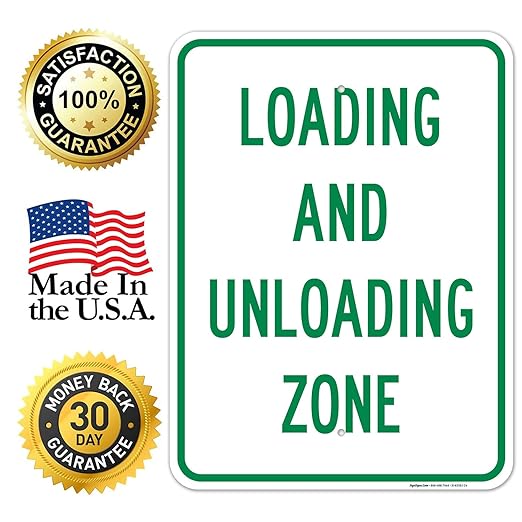 Loading and Unloading Zone Sign, 18x24 Inches, Rust Free .063 Aluminum, Fade Resistant, Made in USA