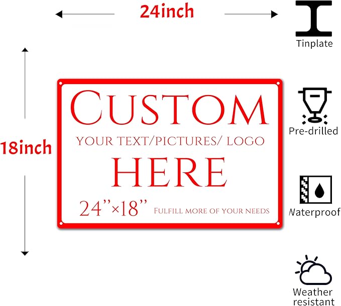 Custom Sign, personalized metal sign,Aluminum Weatherproof Metal Sign Multiple Sizes, Reflective double-sided,Customize for Business, Workplace, office, Home, Delivery Signs(24 * 18 Inch)