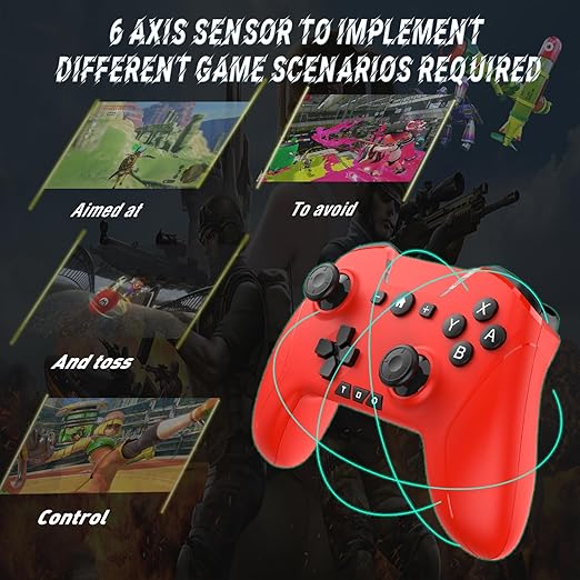 Bluetooth Controller for Switch/Mac/PC/Steam/Mobile Phone/iOS/Android//TV/iPad/Table/Apple Arcade MFi Games, switch pro controller wireless with Adjustable Dual Motion,Turbo,Macros,6-Axis,Wake Up for Black Myth: Wukong (Black) (Purple) (Red)