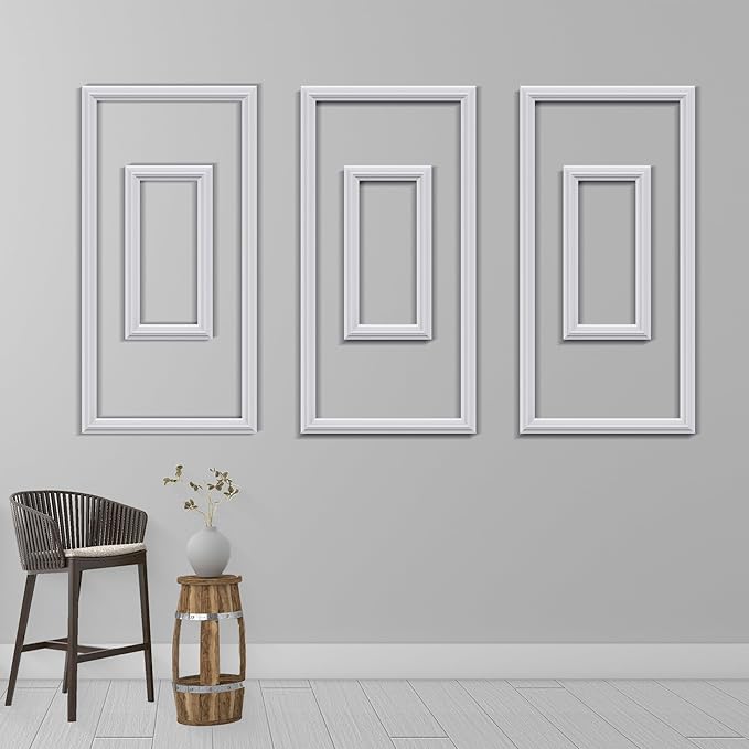 3 PCS Premade Wainscoting Panels Accent Wall Panels for Interior Wall Decor Easy DIY Build and Batten Chair Rail & Picture Frame Door Decor(12 x 24 + 6 x 12in)