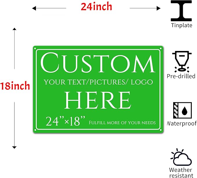 Custom Sign, personalized metal sign,Aluminum Weatherproof Metal Sign Multiple Sizes, Large, 24 * 18, reflective,Business, Workplace, office, Home, Delivery Signs(24 * 18 Inch)
