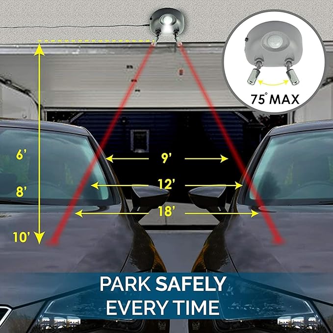 ZONETECH Garage Parking Assist Dual Laser Guide - High-Tech Professional 360 –Degree Adjustable to Wider Angles, Sensor with AC Adapter and Battery Backup for Car/Automotive