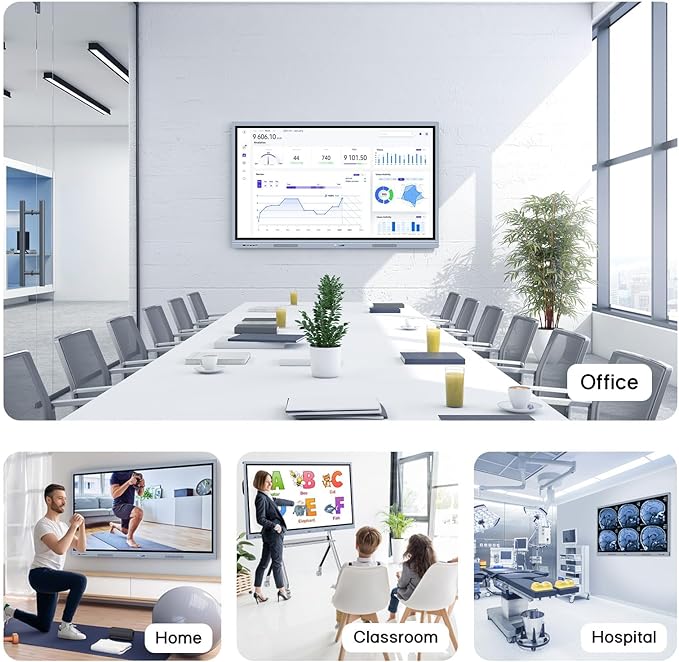 Smart Board Collaboration Hub, 55" Digital Interactive Whiteboard Display with 4K Touchscreen, Windows 11 & Android 10 Dual System,Electronic Smartboard for Classroom Office Home (Board Only)