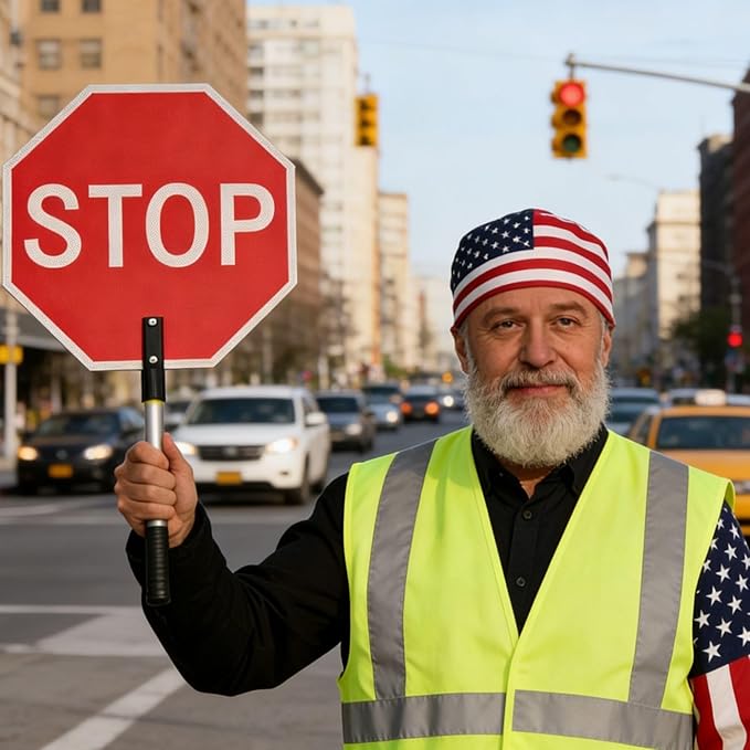 BESEA 12 Inch Handheld STOP & SLOW Sign, Double-Sided Reflective Paddle for Traffic Control, School Crossings, Construction Zones, Durable Non-Telescopic Handle, High-Visibility Safety Sign