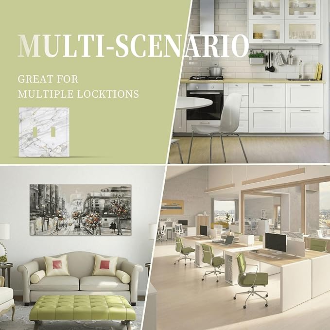 Decorative Switch Plate Covers Gray Gold Marble Abstract Modern Luxury 2 Gang Double Toggle Light Switch Cover Plate Electrical Wall Plate Outlet Cover for Bedroom Home Decor