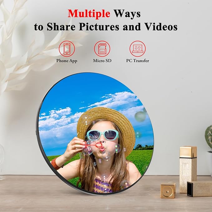Frameo Digital Picture Frame – 10.1" Smart Mirror Touchscreen Display Anti-Fog, WiFi Digital Mirror Share Photos & Videos via App, Wall/Tabletop Mount 32GB Frame for Home Decor & Gifts