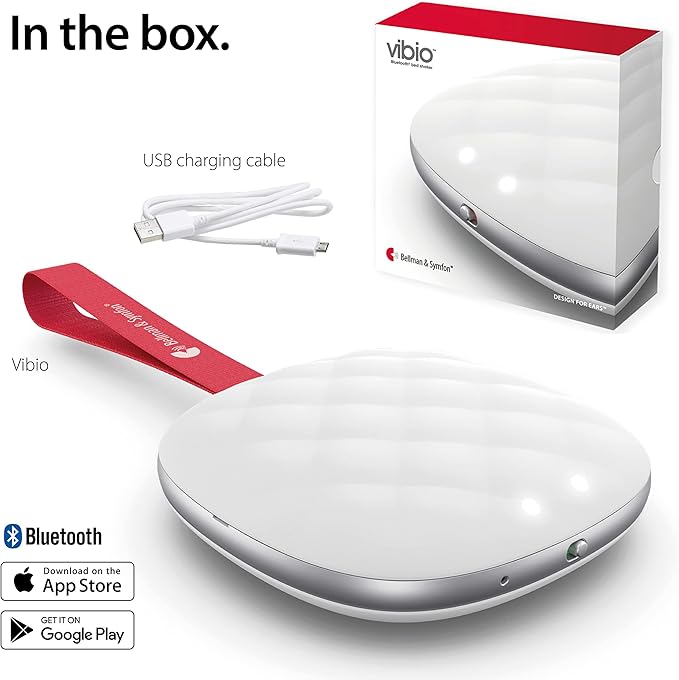 Bellman & Symfon Vibio Bluetooth Bed Shaker β Silent Vibrating Travel Alarm Clocks for Heavy Sleepers β Portable Rechargeable Clock with Multiple Alarms, Call and Message Alerts Easy to Pack for Trips