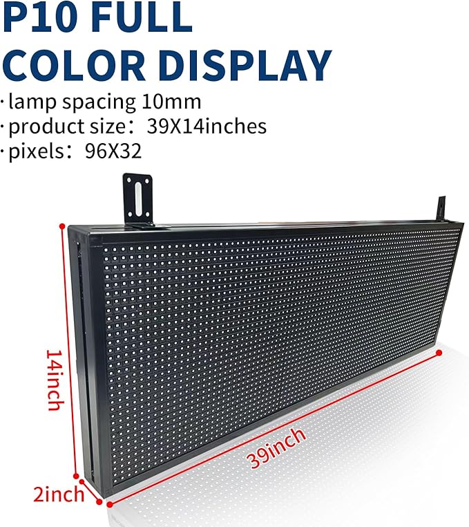 Scrolling Programmable Led Sign Outdoor Digital Word Led Pantalla Para Publicidad Usb Wifi Bright Advertising Enabled Control Display Small Message Board Lights 39"×14"
