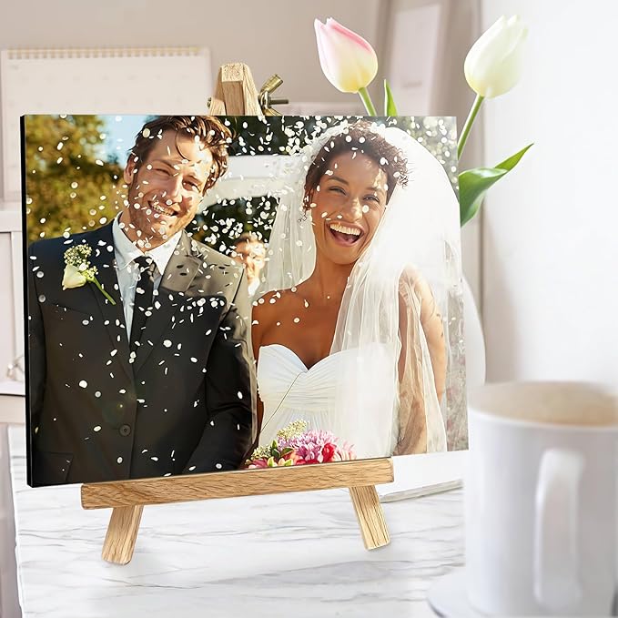 Custom Photo Frame with Stand, Personalized Picture Display, MDF and Wood Construction, Desktop Decor, Multiple Designs, Customizable Gift for Family and Friends
